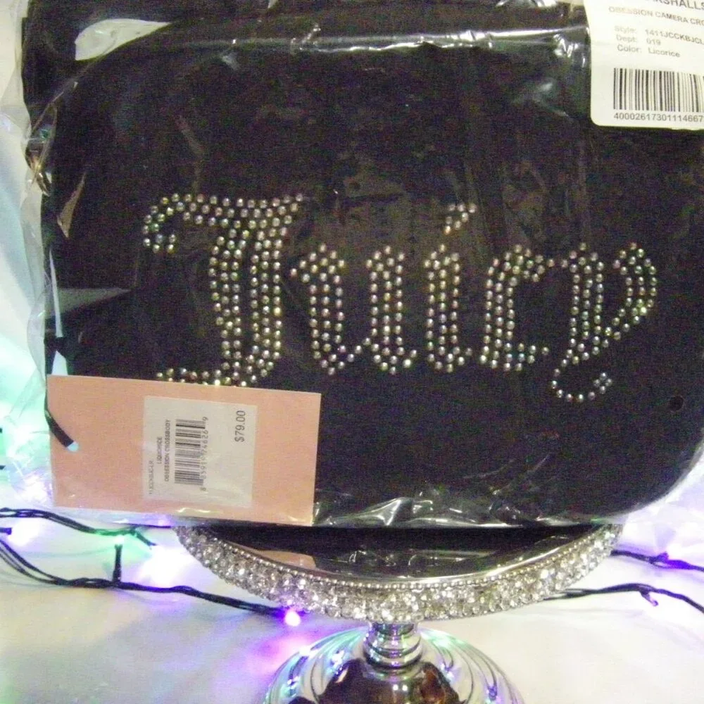 Juicy Couture Obsession Crossbody Camera Bag Black Velour NWT